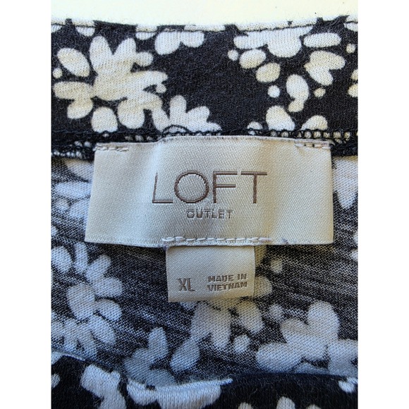 LOFT Outlet Womens XL Black Daisy Floral Cotton 3/4 Sleeve Top SP24 794543 - Picture 3 of 8